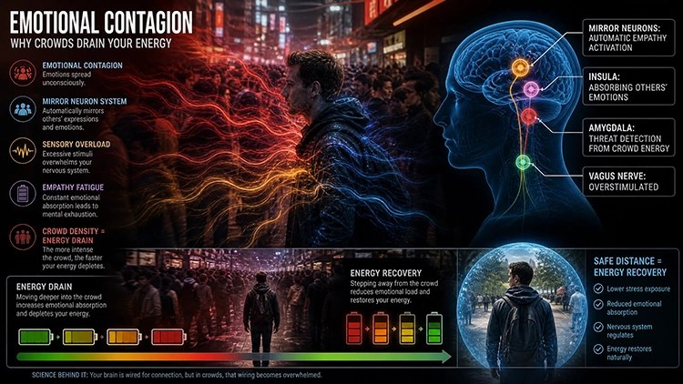 Why Crowds Make You Feel Drained (The Science of Emotional Contagion)